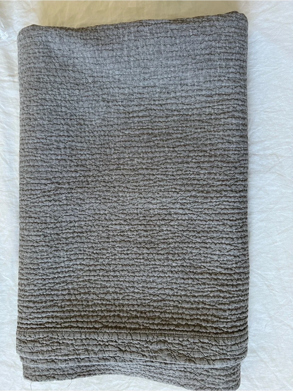 Restoration Hardware RH Vintage-Washed Linen Channel Quilted Coverlet + 2 Shams